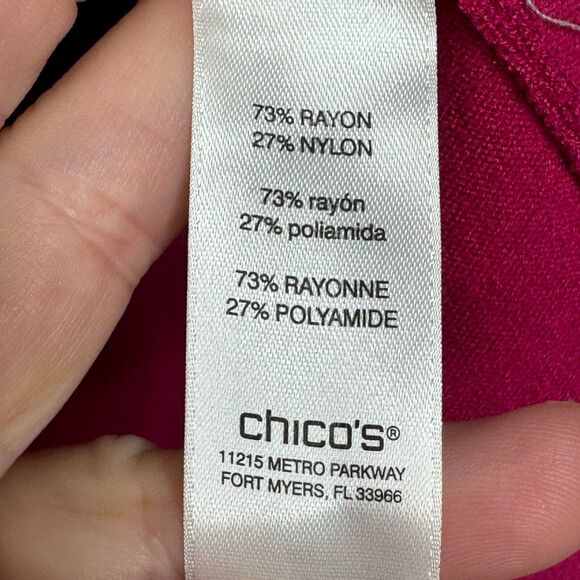 Chicos Sweater Womens Small Pink V Neck 3/4 Raglan Sleeve Rhinestone Thin Knit - Picture 5 of 11